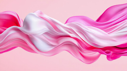 Abstract Pink and White Flowing Fabric: Elegant Swirling Textile Design