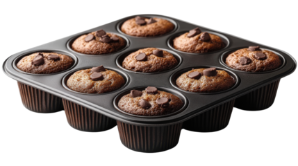 chocolate chip muffin isolated on white background
