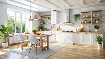Scandinavian Kitchen Interior: Clean White Architecture & Minimalist Design