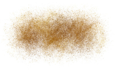 Gold dust explosion on transparent background