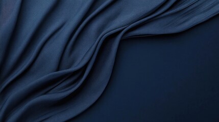 Fototapeta premium Midnight Blue Silk Drape: Elegant Fabric Texture and Sophisticated Mood