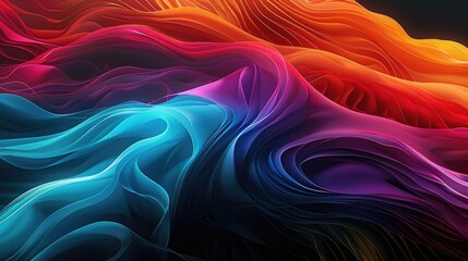 Obraz premium Abstract colorful waves in vibrant hues create a dynamic and fluid visual experience.