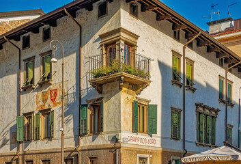 Naklejka premium houses in the old town, Udine, Friuli Venezia Giulia, Italy, Europe, November 2024