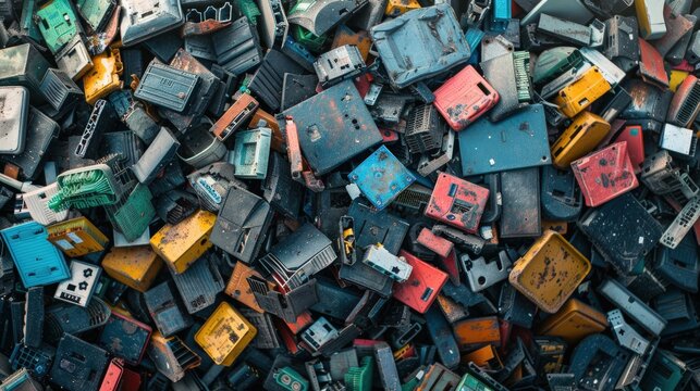 Heap of outdated monitors and electronic devices. Emphasizing e-waste management, technology recycling, and sustainability. Great for ecological content.