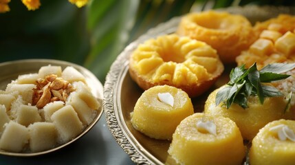 A plate of food with a bowl of food next to it, perfect for depicting mealtime or serving dishes