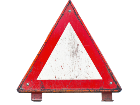 Isolated Red and White Triangle Warning Sign