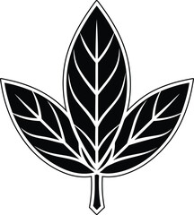 Beautiful Leaf silhouette vector illustration, Leaf line art, Leaf isolated vector icon
