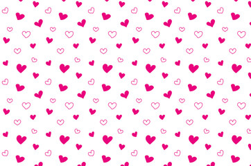 Hearts pattern. Valentine's day background of hearts, hand drawn