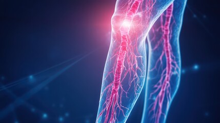 Health Warning Symptoms Concept. Digital illustration of varicose veins on a leg, highlighting the condition for educational or medical purposes in a stock image format.