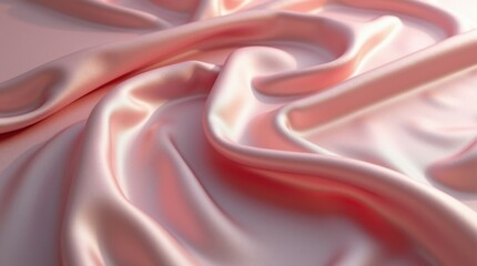 Soft blush pink silk fabric draped elegantly. The luxurious texture and subtle color create a romantic and delicate mood.