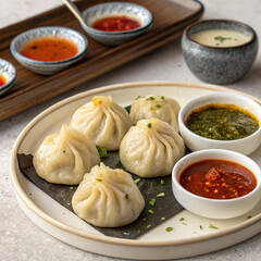 food dumplings with sauce