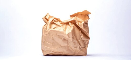 Brown paper bag is open and has a hole in it