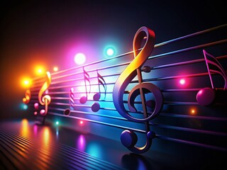 Silhouette Music Notes Staff Background: Elegant Abstract Musical Design