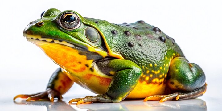 Silhouette of African Bullfrog (Pyxicephalus adsperus edulis) &ndash; Pixie Frog Isolated on White