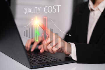 Cost reduction high quality efficiency strategy analysis management control concept
