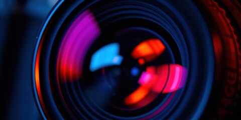 Abstract lens flare with vibrant swirling colors and dynamic light streaks