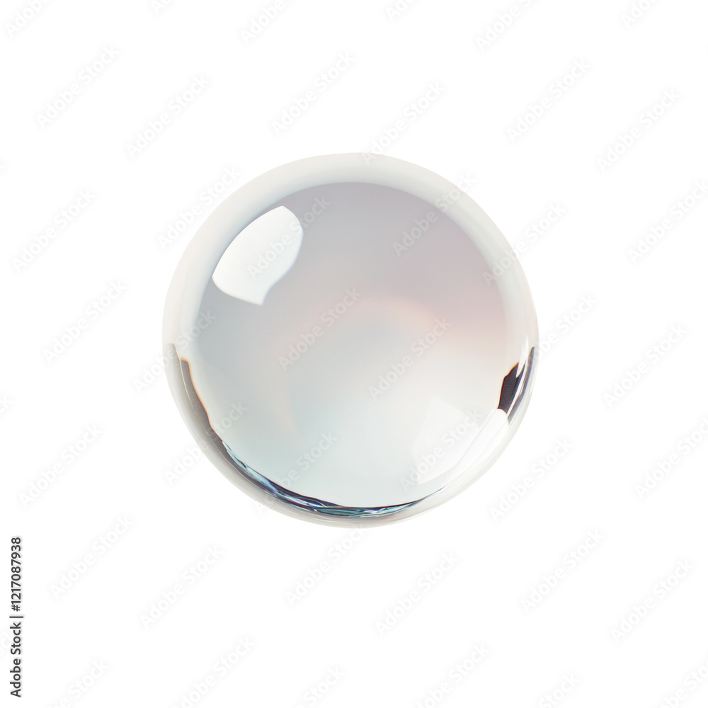 Poster the image shows a single, perfectly round translucent sphere against a black background, showcasing 