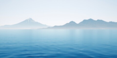 Serene Ocean View with Distant, Hazy Mountain Range