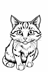 Obraz premium Close up image of a cat. Coloring book page outline for kids. Printable and worksheet. Creative education concept. 