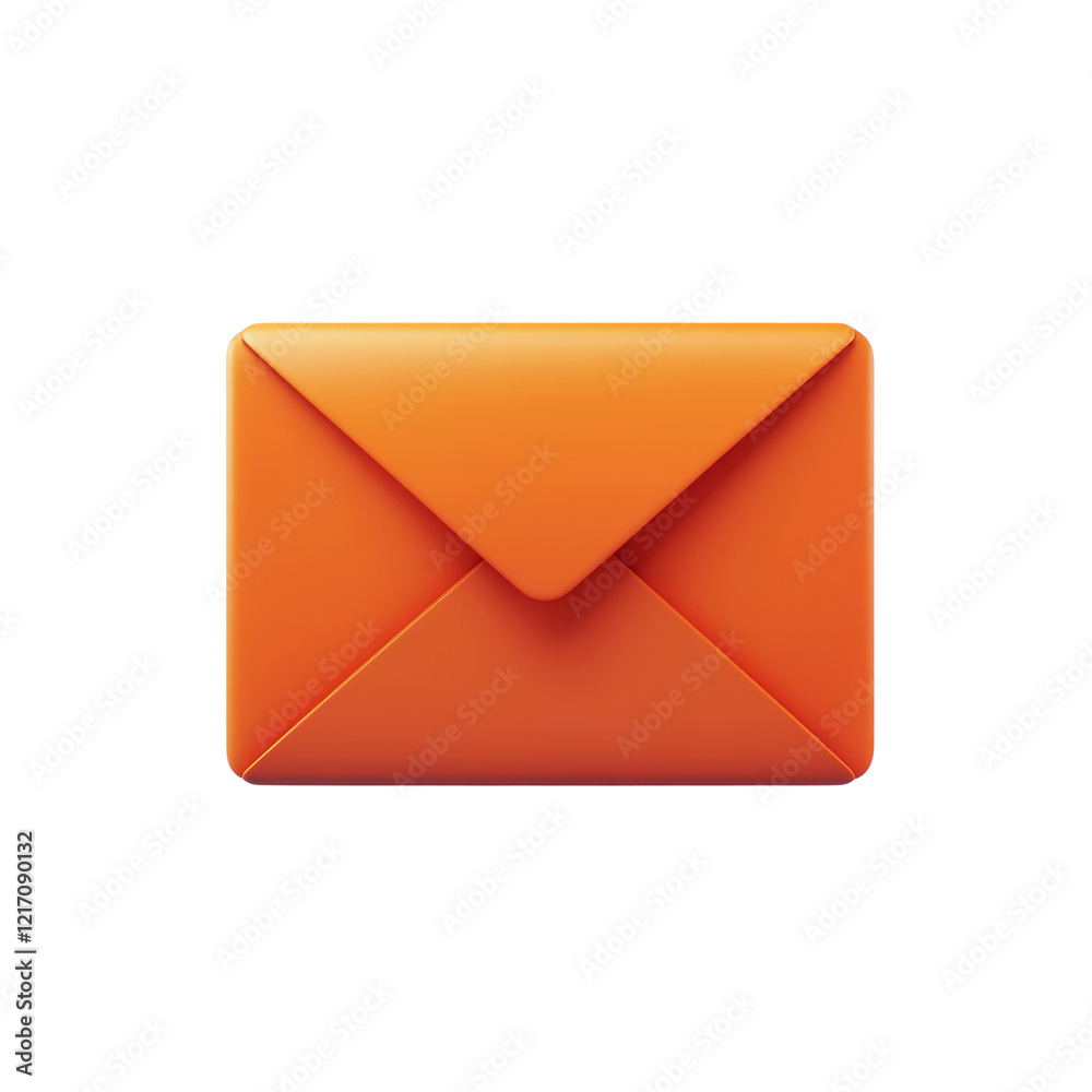 Poster a 3d rendered image of a vibrant orange envelope icon representing digital mail or email communicati