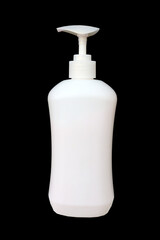 White plastic pump bottle for cream