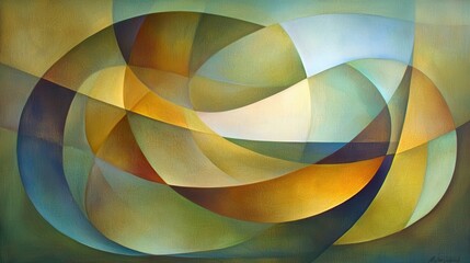 Fototapeta premium Abstract Geometric Art with Layers Showcasing Connections in Warm Tones