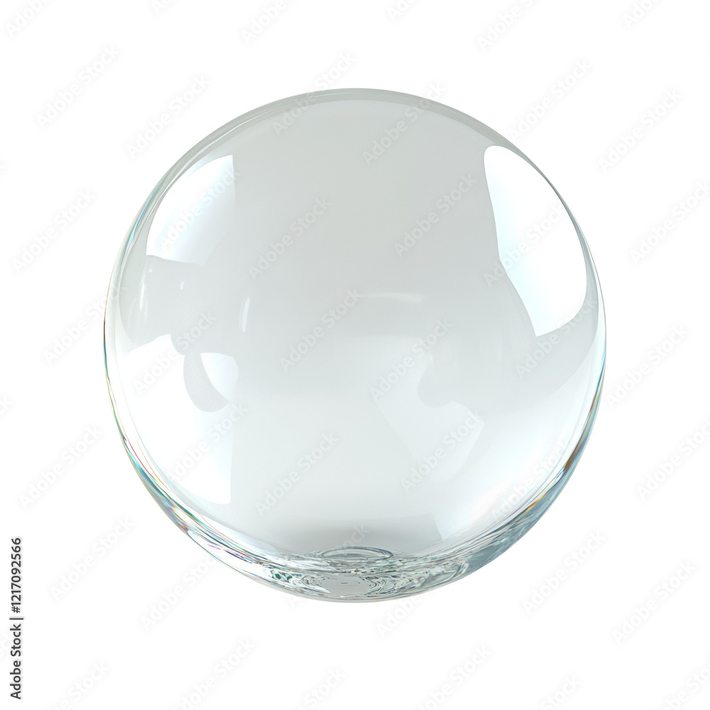 Aufkleber the image shows a perfectly smooth and transparent glass sphere reflecting light on a black backgrou