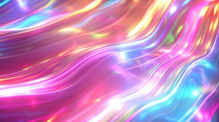 Obraz premium A vibrant, flowing abstract design with colorful light reflections and smooth curves.