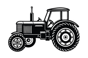 Vintage tractor silhouette vector art illustration.eps