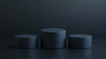 Dark Cylindrical Podiums for Product Presentation