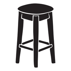 Simple Black Silhouette of a Bar Stool