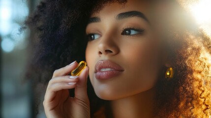 Obraz premium woman taking a pill