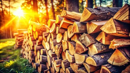 Stacked Firewood - Rustic Vintage Photo