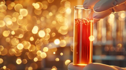 Shimmering Red Solution In A Sleek Test Tube