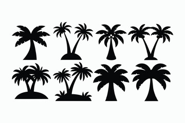 Fototapeta premium set of palm trees silhouettes.
