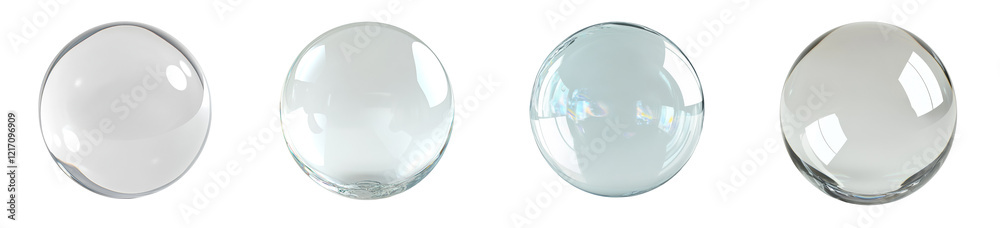 Aufkleber the image shows four identical oval glass objects with varying light reflections, set against a soli