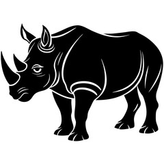 Rhinoceros Silhouette vector with white background