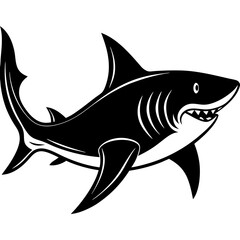 Obraz premium Shark Silhouette vector with white background