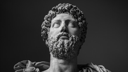 Fototapeta premium Classic Marble Bust Looking Up With Curly Hair