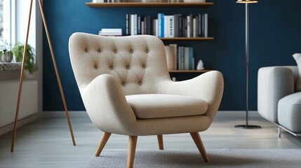 Modern Beige Armchair in a Cozy Living Room