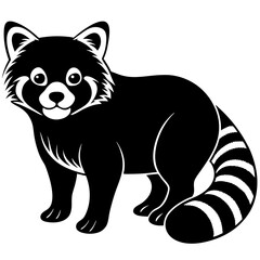 Red panda Silhouette vector with white background