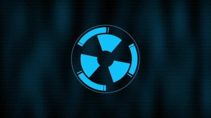 Radiation hazard symbol on futuristic digital interface animation on background. - Powered by Adobe