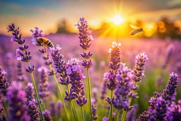 Fototapeta premium Sunny Lavender Field: A Candid Capture of Summer's Beauty