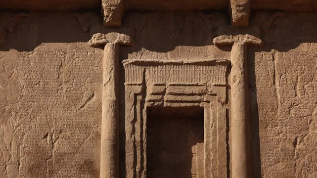 Naqsh-e Rostam necropolis of Persepolis in Fars Province with tomb of Darius I the Great, Iran. The tombs of the ancient Persian kings are decorated with bas-reliefs carved into the rocks