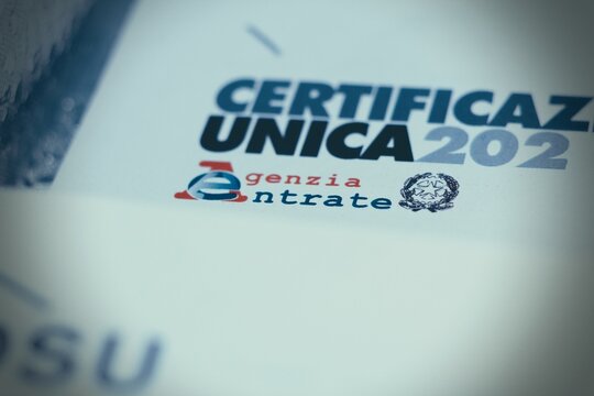 Florence, Italy, January 25th , form of "certificazione unica" italian tax declaration