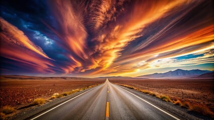 Surreal Atacama Desert: Endless Straight Road to Infinity