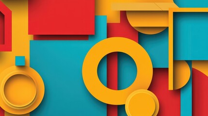 Abstract Geometric Shapes Red Yellow Blue Design