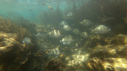 School Of Fish Swimming Near Ocean Reef