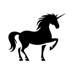 Majestic Unicorn Silhouette with Flowing Mane in Black