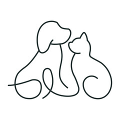 cat and dog logo line art minimalis abstrack vector
